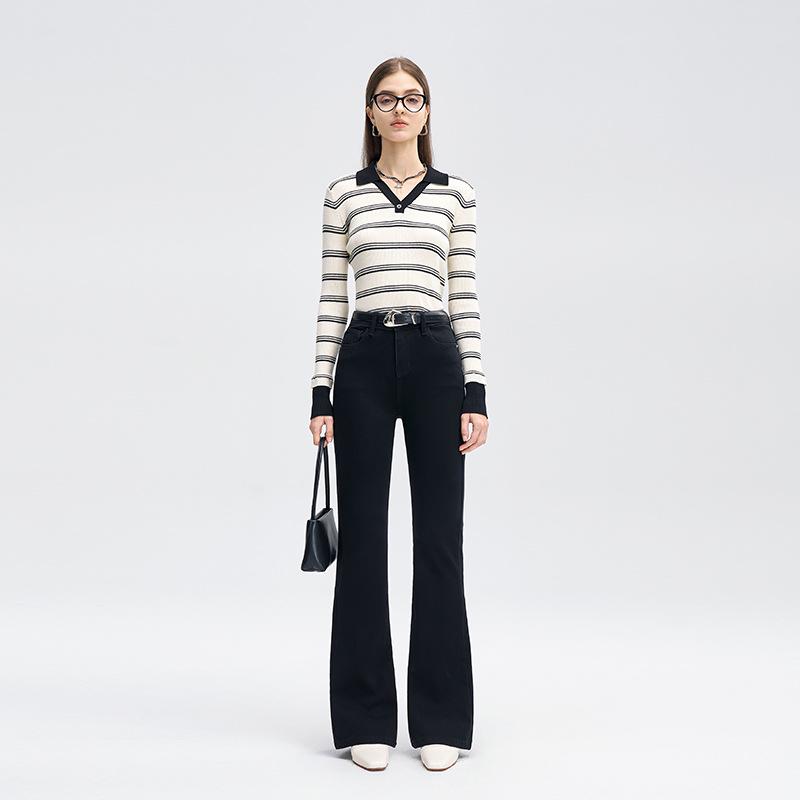 

Women s Black Bell Bottom Jeans, 2026 - Comfortable, Soft, Vintage High-End, Four-Way Stretch, Hip-Lifting, Slimming, and Tight-Fitting Style. 30 чёрный