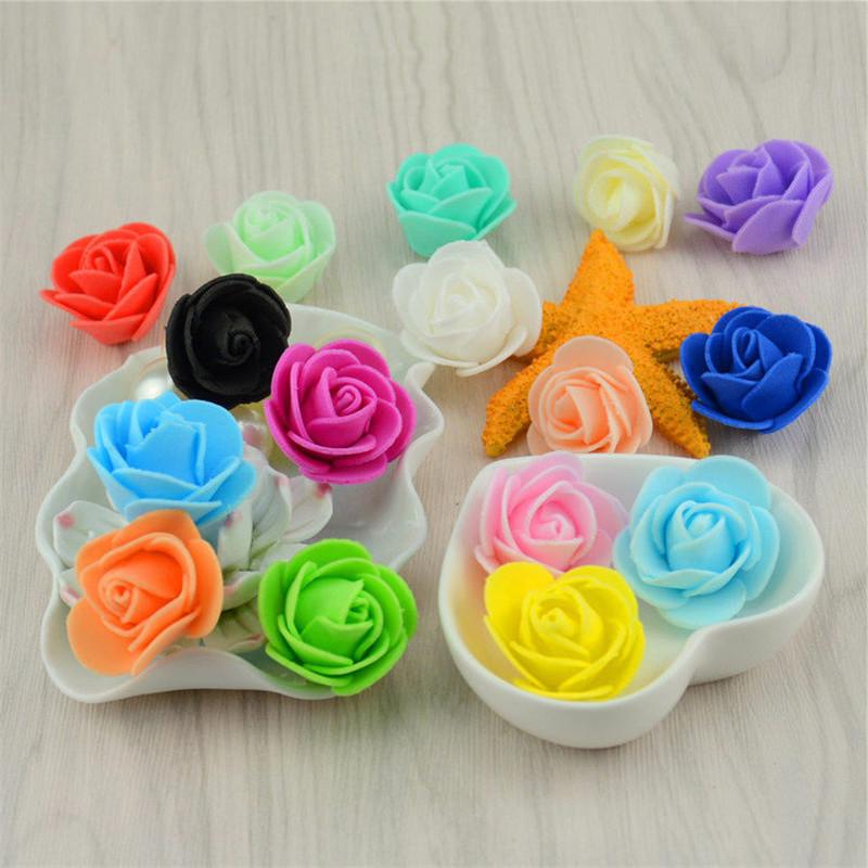Mini Foam Rose Flower Head Simulation Handmade DIY Wedding Bride Bouquet Decor 24 Colors