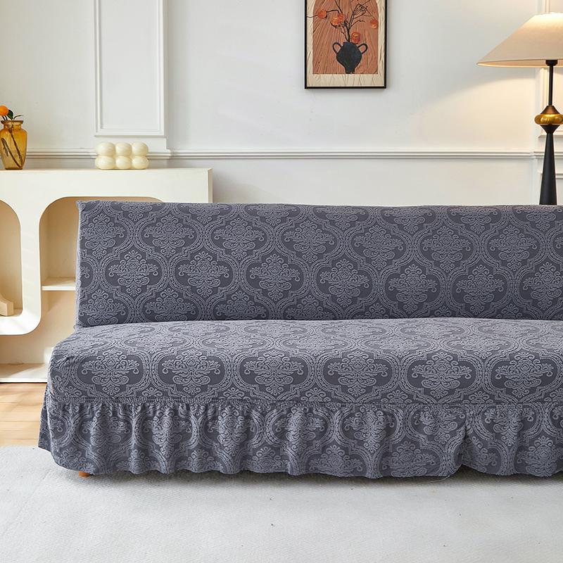 Armless Futon Cover Stretch Sofa Bed Slipcover Protector Elastic Feature Rich Textured High Spandex Small Checks Jacquard