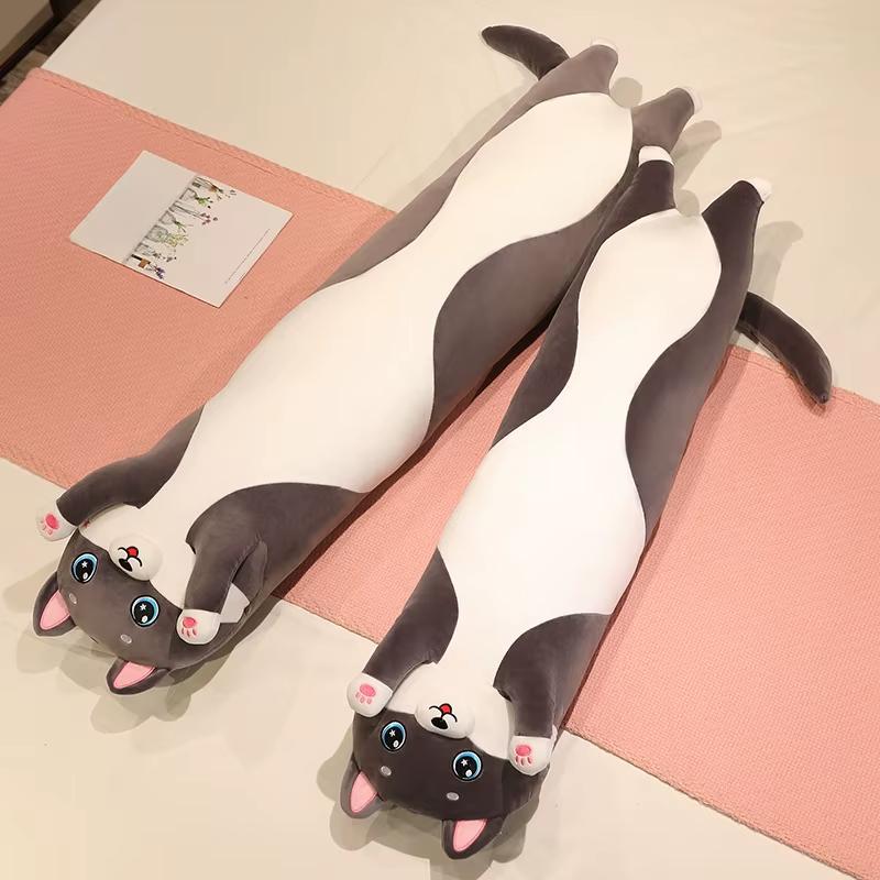 The New Cute Husky Long Throw Pillow Clamp Legs To Sleep with Pillow Sofa with Soft Dog Stuffed Toy Doll Girl's Birthday Gift