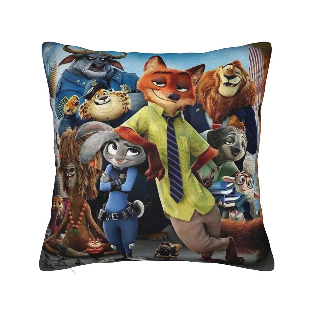 Gary Judy Nick Quadratische Kissenbezüge Zootopia Film Kissenbezüge Modischer Dekorativer Kissenbezug mit Reißverschluss für das Bett 18"