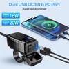 Motorcycle Usb Charger Total 48W Dual Usb Type C Pd & Quick Charge 3.0 Motorcycle Phone Charger With Voltmeter & On/Off Switch