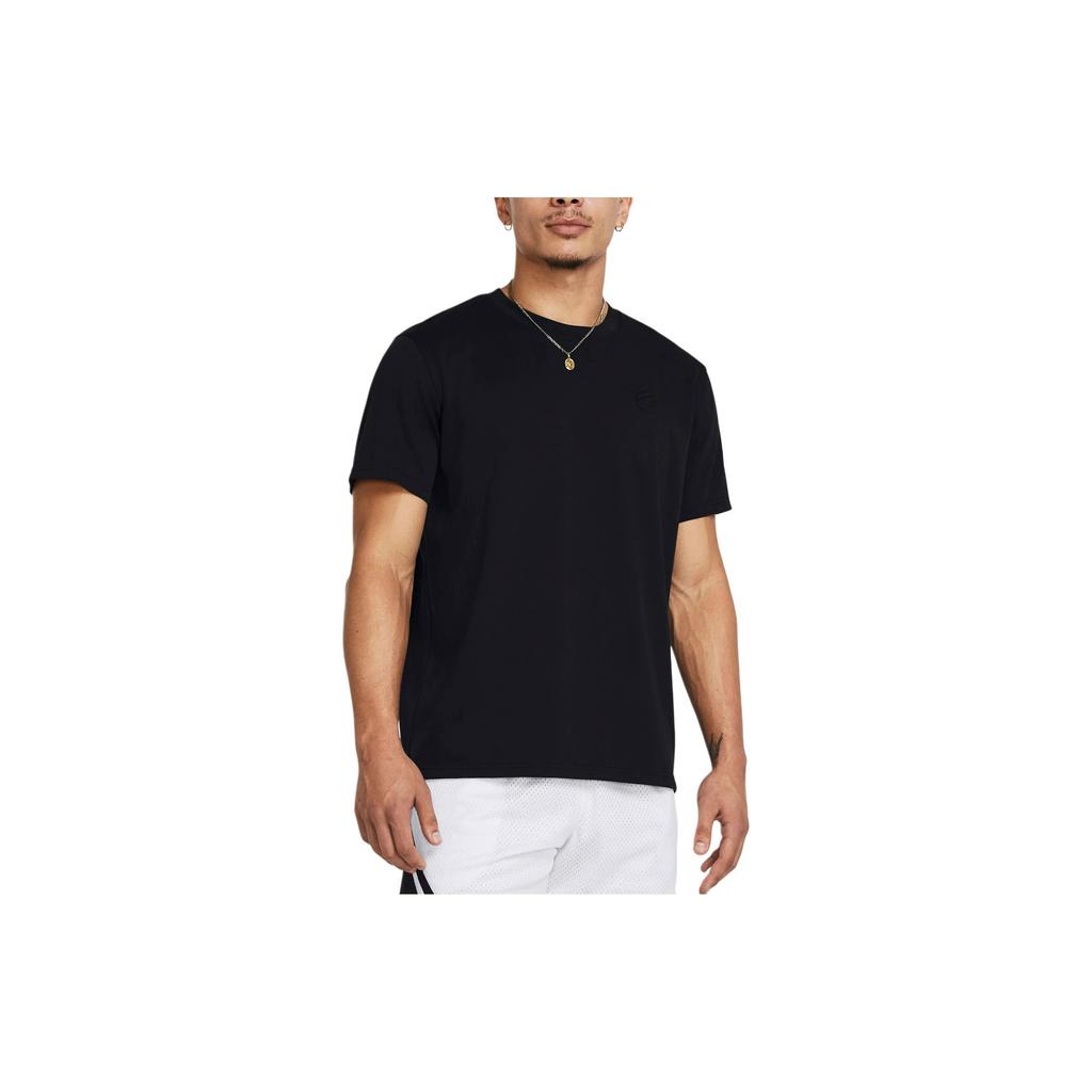 Under Armour Schweres Rundhals-T-Shirt Locker Geschnitten Einfarbig Bedruckt Kurzärmlig Herren Tops Schwarz 1383378-001