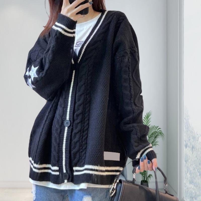 

Autumn/Winter Star Embroidery Knitted Cardigan - Folklore-Inspired Taylor Style Medium чорний