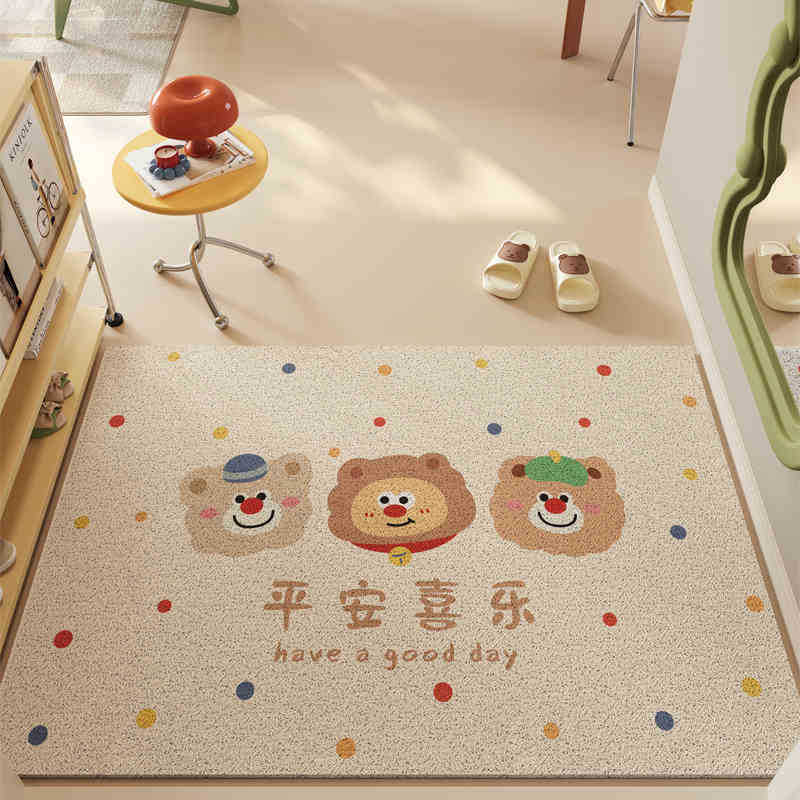 Cartoon Graffiti Home Floor Mat Household Scraping Mud Rubbing Soil Dirt-Resistant Foot Mat Entrance Easy To Take Care Of Silk Ring Floor Mat
