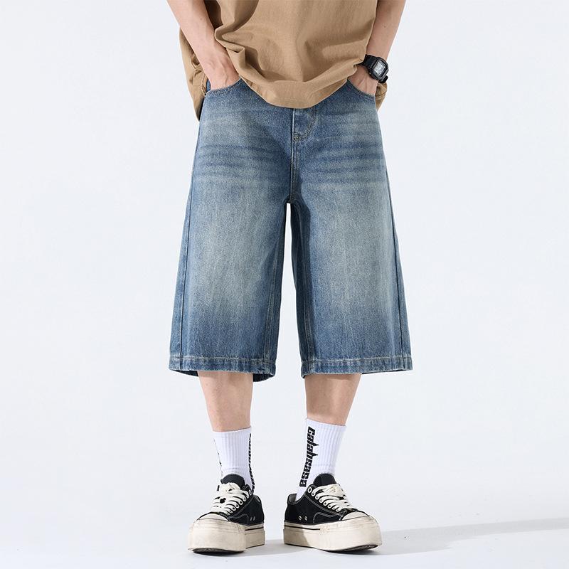 

Летние тонкие джинсовые шорты для тенниса мужские повседневные свободные укороченные брюки 40 синий