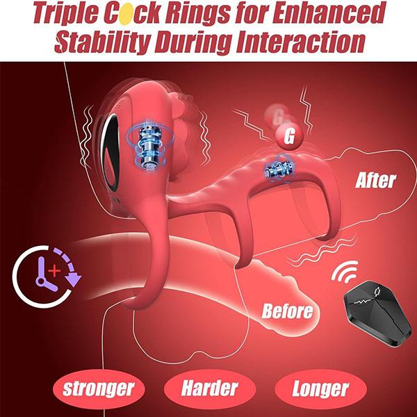 Rose Vibrating Cock Ring Adult Sex Toys with Clitoral G Spot Stimulation, Pleasure Penis Ring Vibrator Couple Sex Toys for Men Women Erection Sex