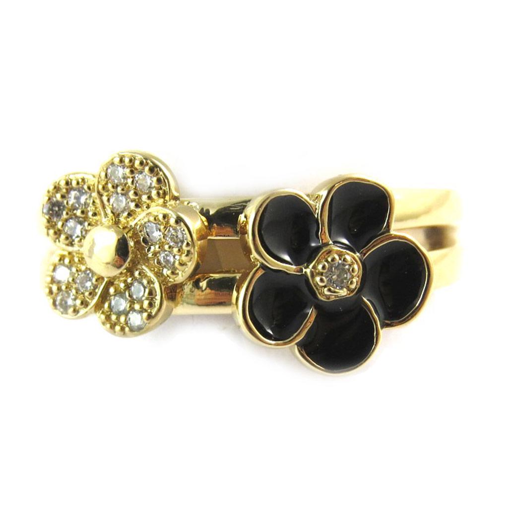 Gold Plated Ring 'Flora' Black Gold