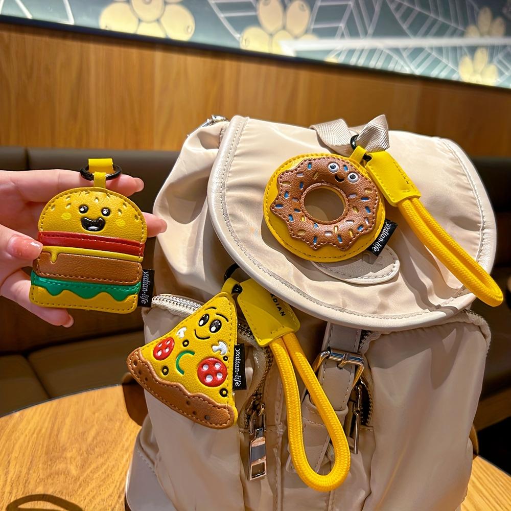 MINISO Cartoon Burger Mini Pendant Food PU Leather Keychain Burger Pizza Donut Food Bag Accessories