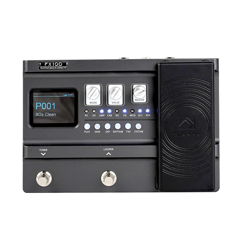 

FLAMMA FX100 гитарная мультиэффектная педаль 151 с эффектами 80 секунд лупер 200 пресетов 55 моделей усилителей 40 драм-машина 10 метроном темно-серый