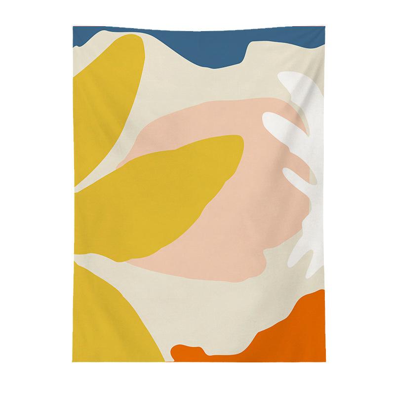 Geometric Color Block Printing Tapestry Rainbow Color Leaves Flowers Tapestry Landscape Tapestry