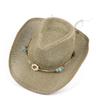 Handmade Hollow Woven Straw Hat, Spring Summer Breathable Outdoor Sun Protection Western Cowboy Curved Brim Cap
