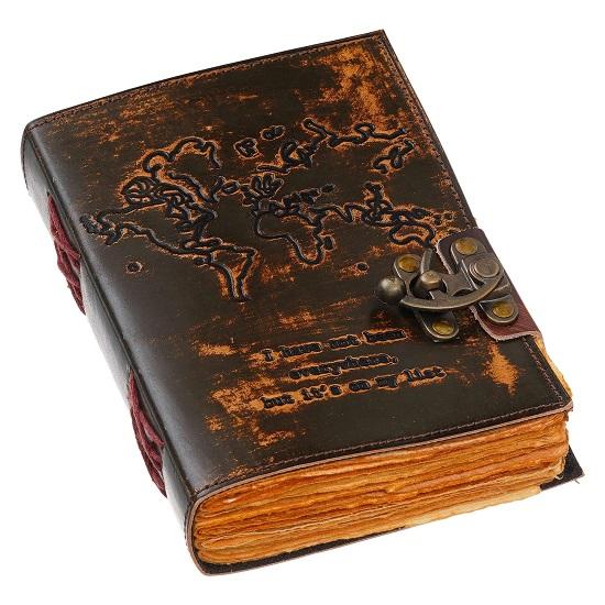 Handmade Genuine Leather Journal  Premium  Lock Closure | 200 Handmade Brown Pages