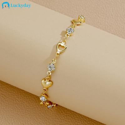 Elegant Zircon Heart Bracelet for Women Gold Silver Chain Bracelets Jewelry Accessories