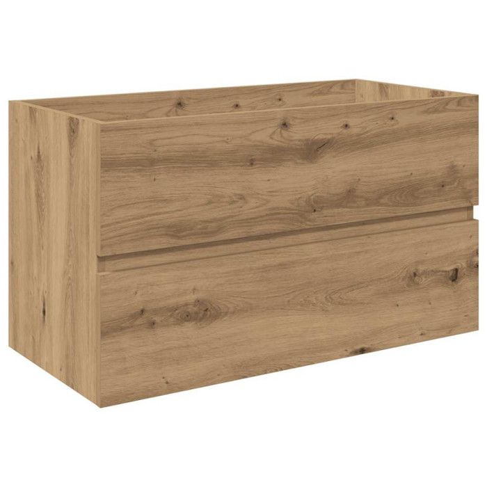 VidaXL Meuble lavabo avec bassin et robinet intégrés chêne artisanal, armoire lavabo de salle de bain, meuble de salle de 3328934