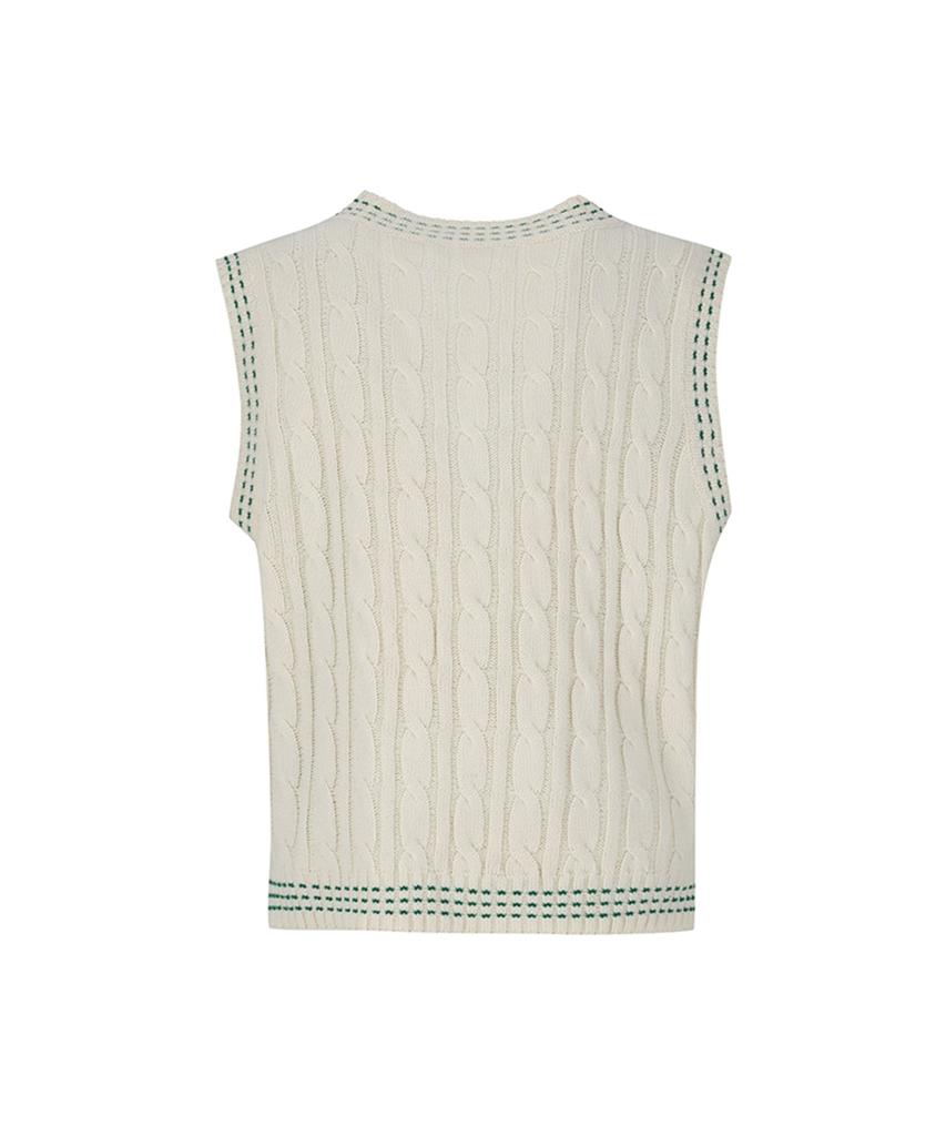 Sup V-Neck Embroidered Knit Vest (Sz9Vk31)