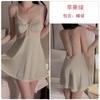 Women's Plus Size Lace Deep V Padded Backless Cami Sleep Dress with Robe Lounge Set