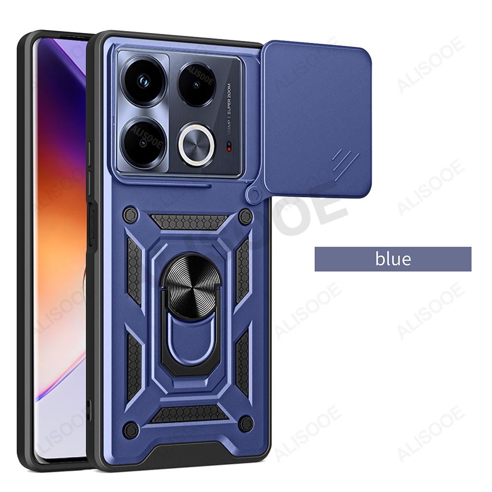 Slide Camera Funda for Infinix Note 40 4G Case Armor Ring Stand Protect Cover for infinix Note 40 Pro Plus 5G Pro+ Capa