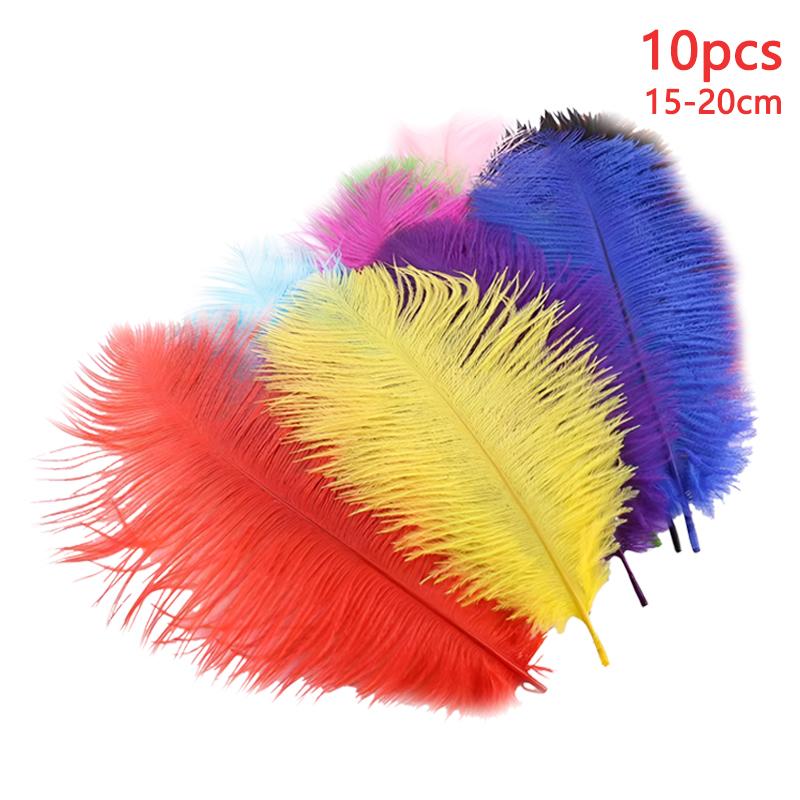 10pcs Feathers Ostrich 15-20cm Royal Blue Black White Pink Trim For Sewing Clothes Fabric Outfit Plumas Crafts Mixed Colors Hat