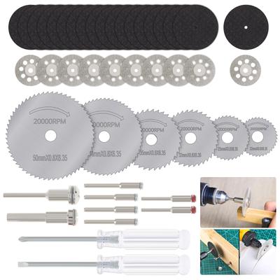 45Pcs HSS Circular Saw Blades Diamond Cutting Wheel Set, Resin Cutting Discs with 1/8in Shank for Rotary Tool