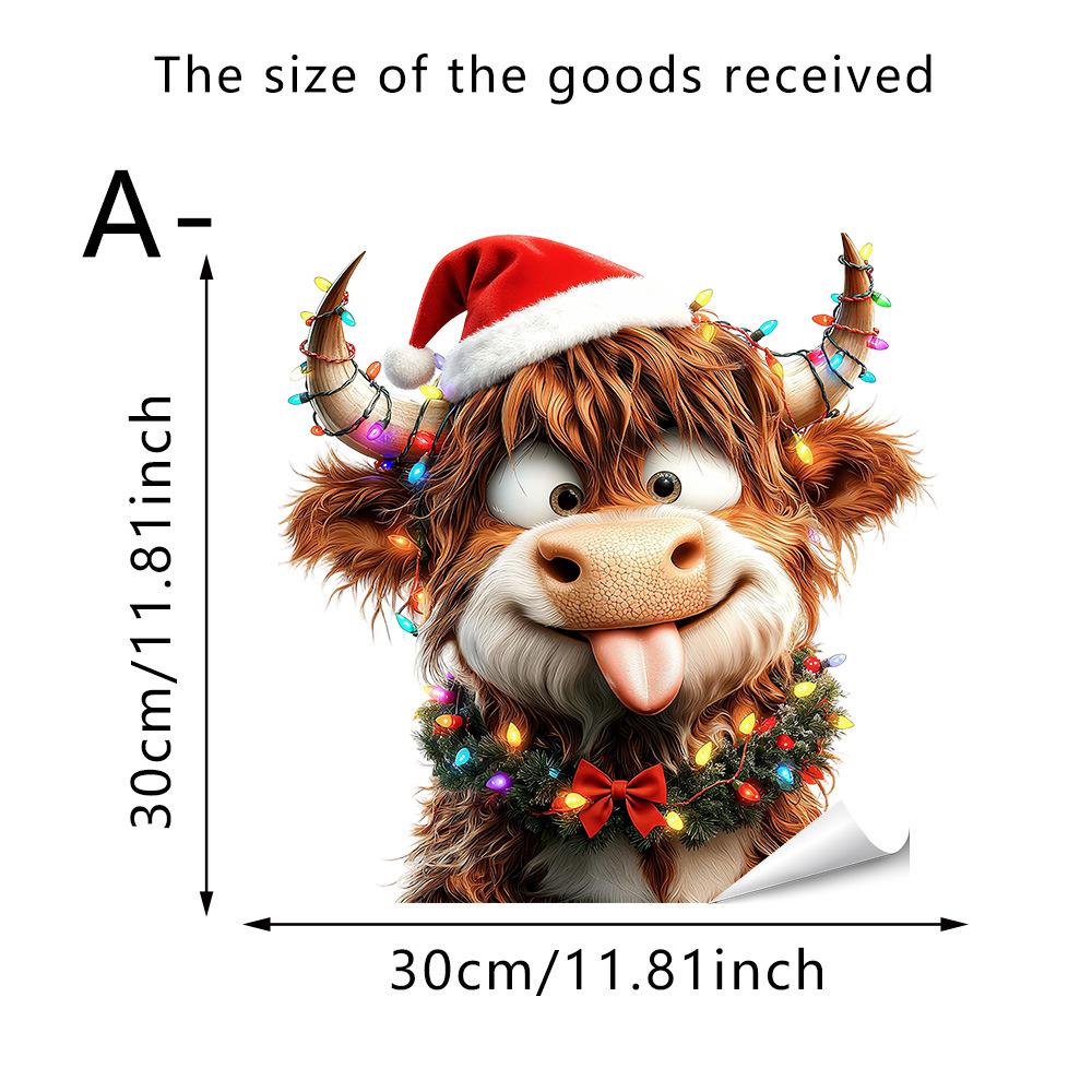 1PC Christmas Cute Animal Calf Window Decals Shop Window Atmosphere Decorations Self-adhesive Vinyl Decals for Home Living Room