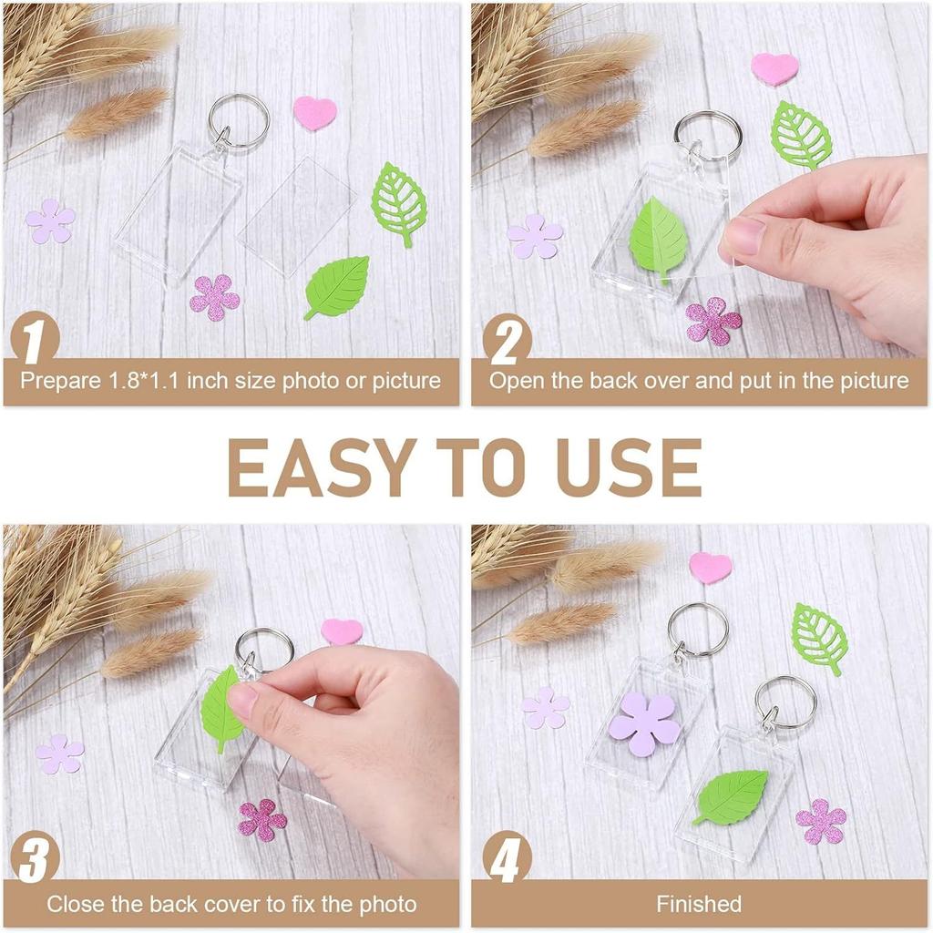 50pcs Transparent Acrylic Photo Picture Keychain – Blank Photo Insert Key Ring, DIY Personalized Gift for Family and Friends