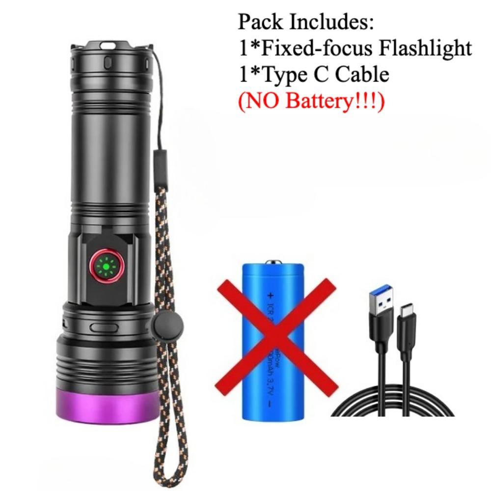 365nm UV Flashlight USB Rechargeable Aluminum Alloy Black Mirror Purple Light Curing Cat Tinea Pet Urine Stain Leakage Detection