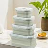 Collapsible Silicone Lunch Box Set: Microwave Steaming, Fresh-Keeping, 4-Piece Bento for Office & Picnic