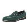 Fashion Designer Brand Men's Suede Leather Shoes Soft Sole Massage Sole Loafers Trendy Green Outdoor Commuting Men's Work Shoes