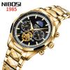 NIBOSI Business Große Marke Metall Edelstahl Uhr für Herren Herrenarmbanduhr, Chronograph, Zifferblatt, Name, Stilvoll, Lässig, Armband, Stahl, Analog, Skelett,