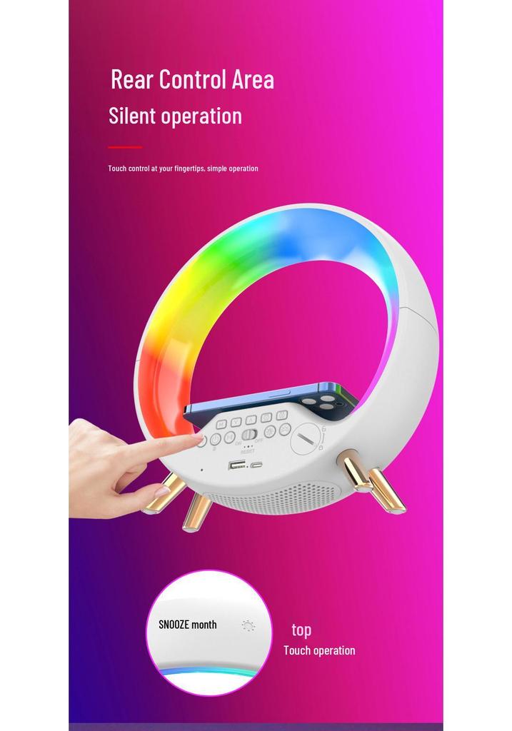 Sunrise Atmosphere Light Strip with Wireless Charging, Bluetooth Speaker & FM Alarm Clock.
