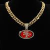 Iced Out San Francisco 49ers Charm Necklaces Bling Cuban Chain Hip Hop Men Women Alloy Gold Plated Rhinestone Pendant