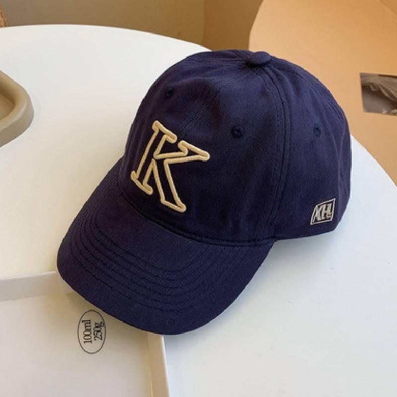 Stylish Korean Brand K Letter Embroidered Round Top Curved Brim Baseball Cap Unisex Casual Sunscreen Breathable Hat