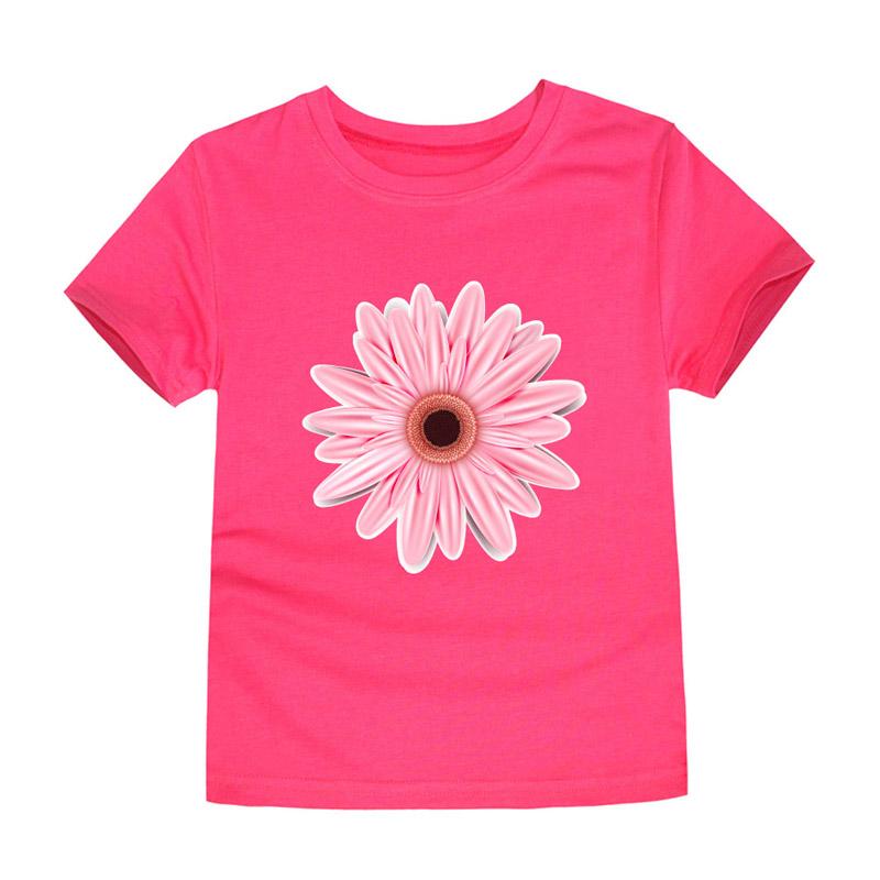 Simple Flowers girls' T-shirt with 3D printed letters, children's short sleeved