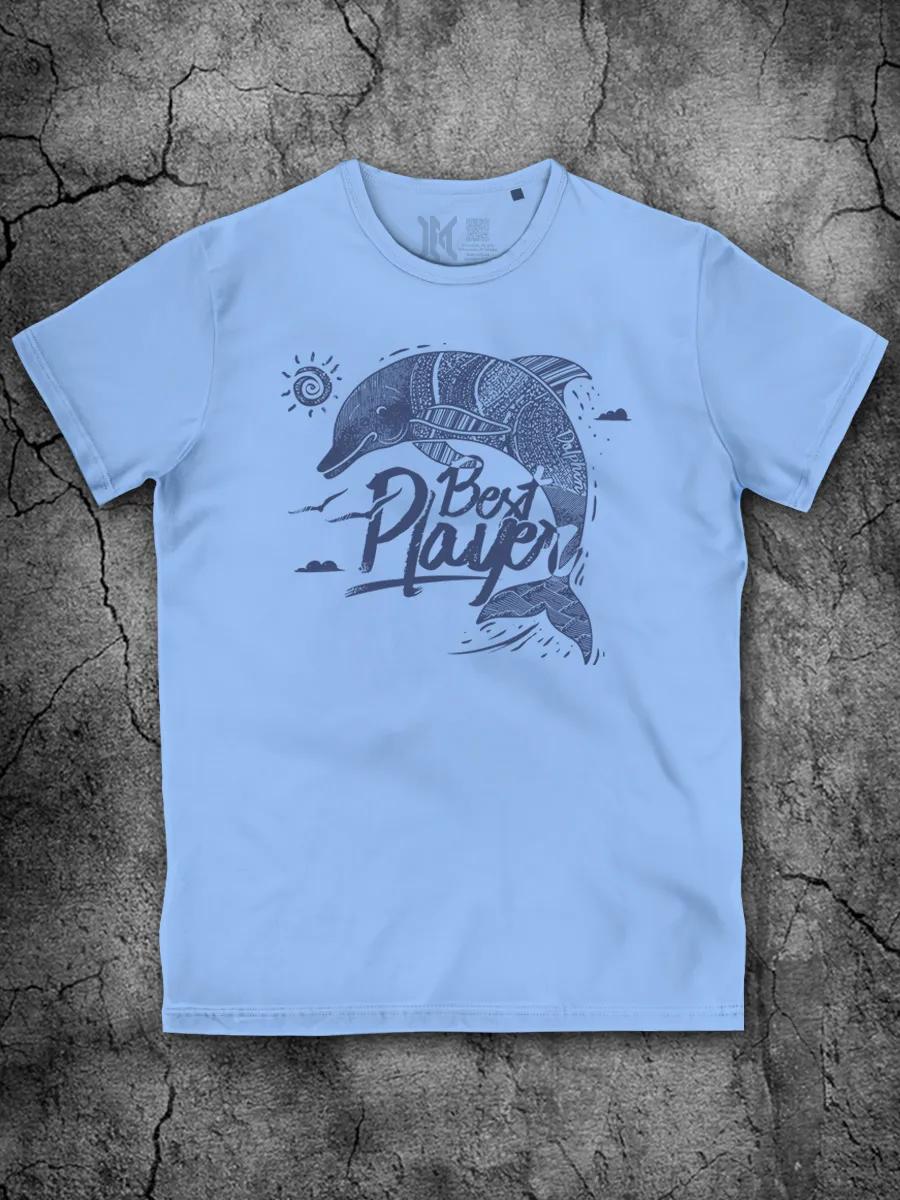 Dolphin Print T-shirt with Lettering 4XL