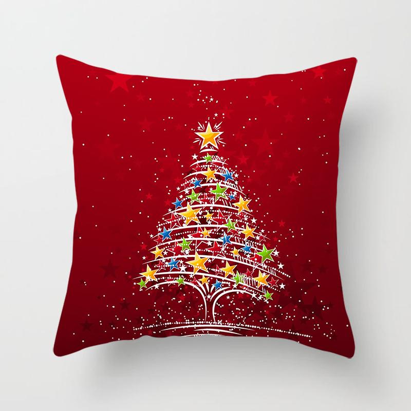 Merry Christmas Printed Red Pillowcase  Style Cushion Cover Home Sofa Decor Throw