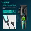 Nuevo Cortapelos Profesional VGR para el Hogar Motor sin Escobillas Cuerpo Metálico Aleación de Titanio Hoja Afilada Recortador de Cabello Pantalla LCD Inteligente Máquina de Afeitar Digital V-195