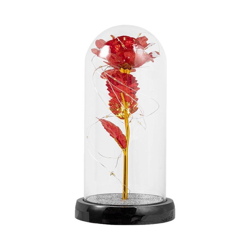 Gold leaf rose simulation immortal flower, direct supply, glass lampshade Qixi Festival Valentine's Day creative gift