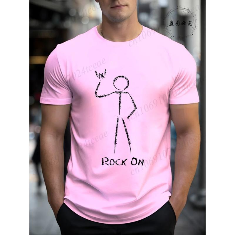 Cotton Rock On Printed Men's T-Shirt, Soft & Breathable O-Neck Short Sleeve Tee, Unisex Funny Style T-Shirts, Music Lover Tshirts