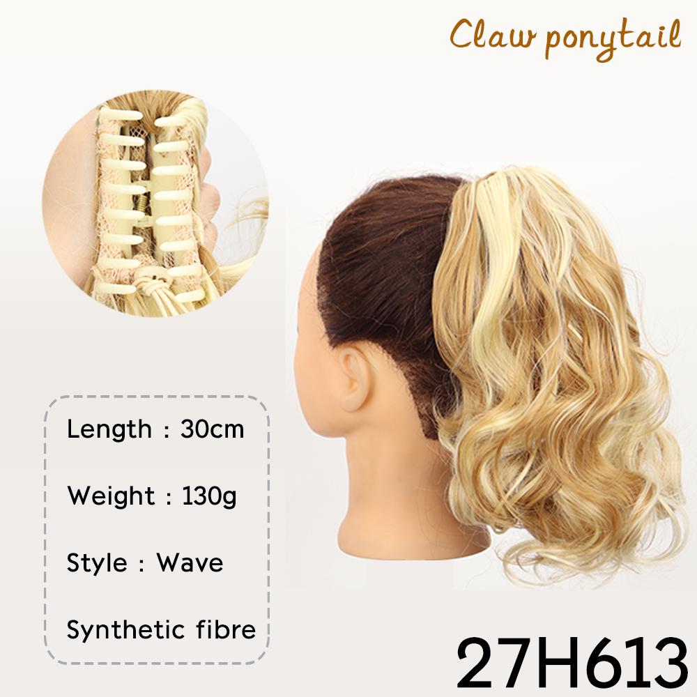 Synthetic Drawstring Ponytail Short Wavy Curly Ponytail Clip In Hair Extensions Natural Looking For Women Daily Use