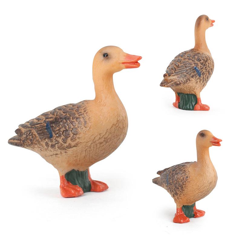 Mini Simulation Solid Farm Poultry Animal Model Rooster Hen Duck Goose Static Ornament Toy