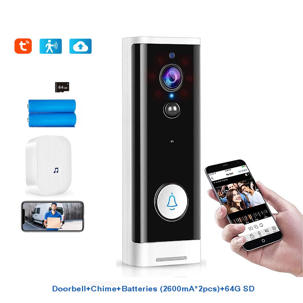 Sonerie Video Smart Home WIFI Interfon HD Sonerie Video Wireless, Detectare Mișcare, Viziune Nocturnă, Sonerie cu Audio Bidirecțional