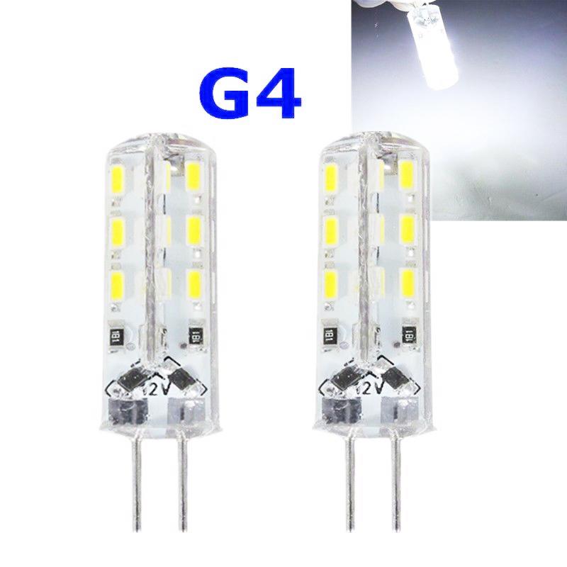 2 Pcs G4 24 LED Light Bulbs Globes Reading Bulbs DC 12V for G4 24 Leds 3014 Chip Silicon Light Lamp Bulb 3W 360 Degree