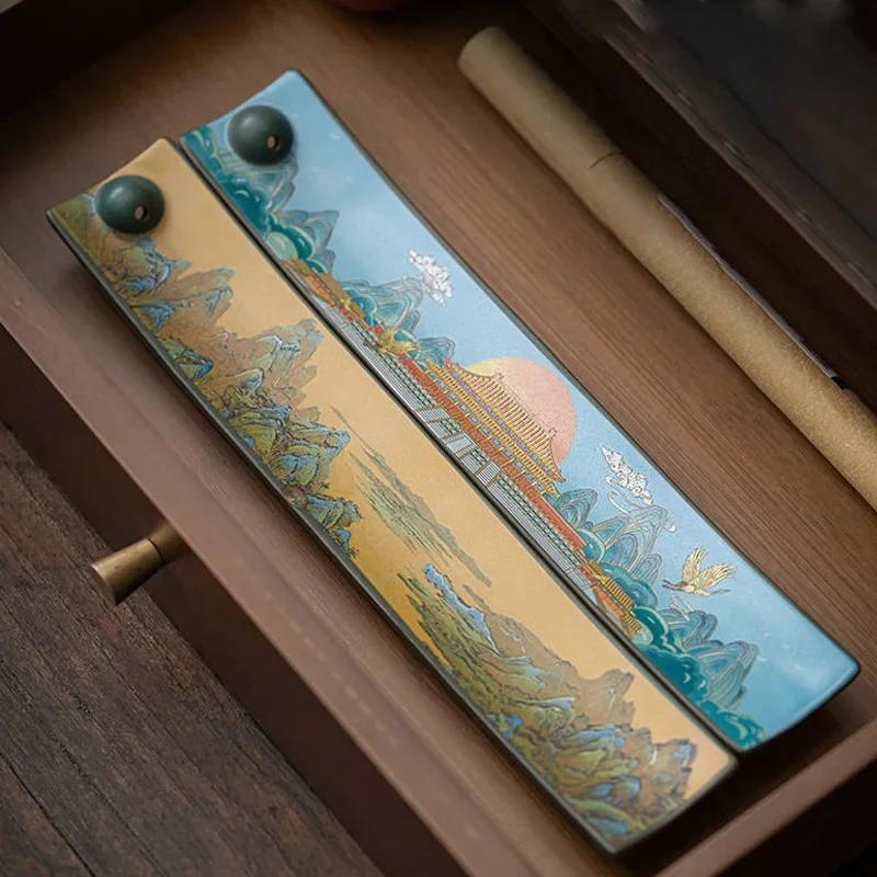 Ceramic Line Incense Burner Buddhism Zen Incense Stick Holder Chinese Enamel Colored Thread Incense Insert Aromatherapy Supplies