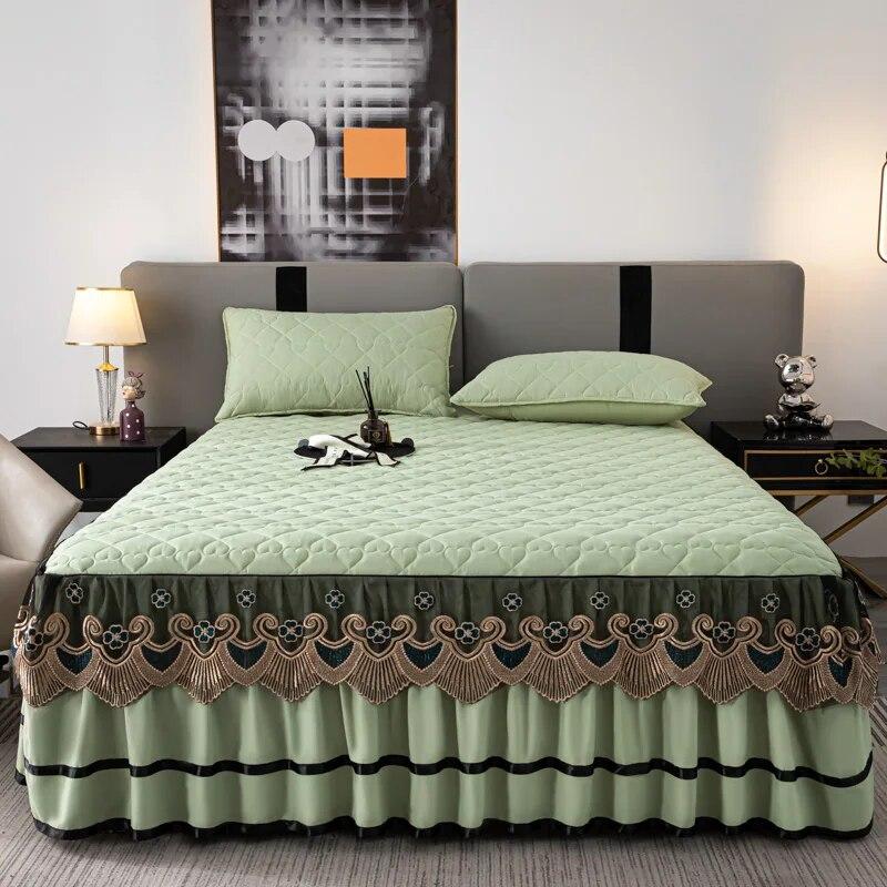 Luxury Cotton Lace Bed Skirt Bedspread Thick Removable Bed Skirt Style Bed Sheets Embroidery Cotton European-style Bed Spreads