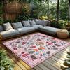 Pink Floral Bohemian Area Rug, Flower Pattern Non-Slip Carpet, Soft Living Room Mat for Cozy Home Decor