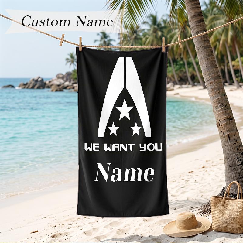 Mass Effect Custom Name Printed Beach Towel Personalized Soft Towel For Swimming Beach Travel