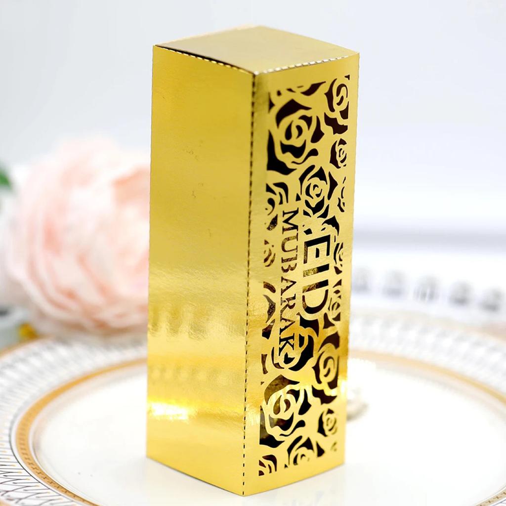 5PCS Gold Ramadan Candy Box, Mini Cutout Rose Pattern Chocolate Paper Box, Iftar Festive Party Gift Box, Wedding Candy Box