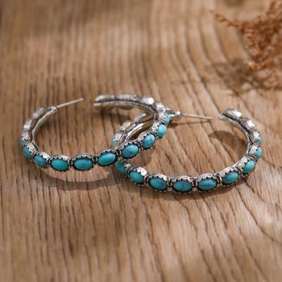 Yousheng Vintage Turquoise Hoop Earrings Boho Style Circle Statement Earrings Elegant Plated Jewelry for Women