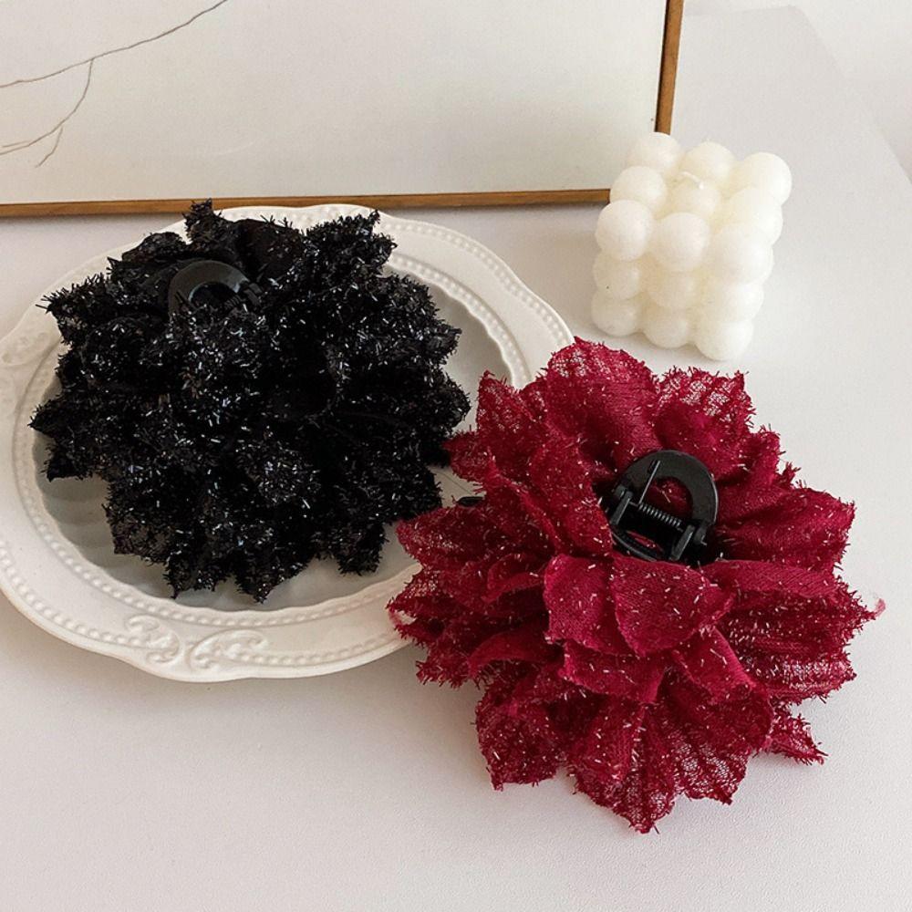 Double Sided Hair Clip Gauze Flower Hair Accessories Elegant Hairpin